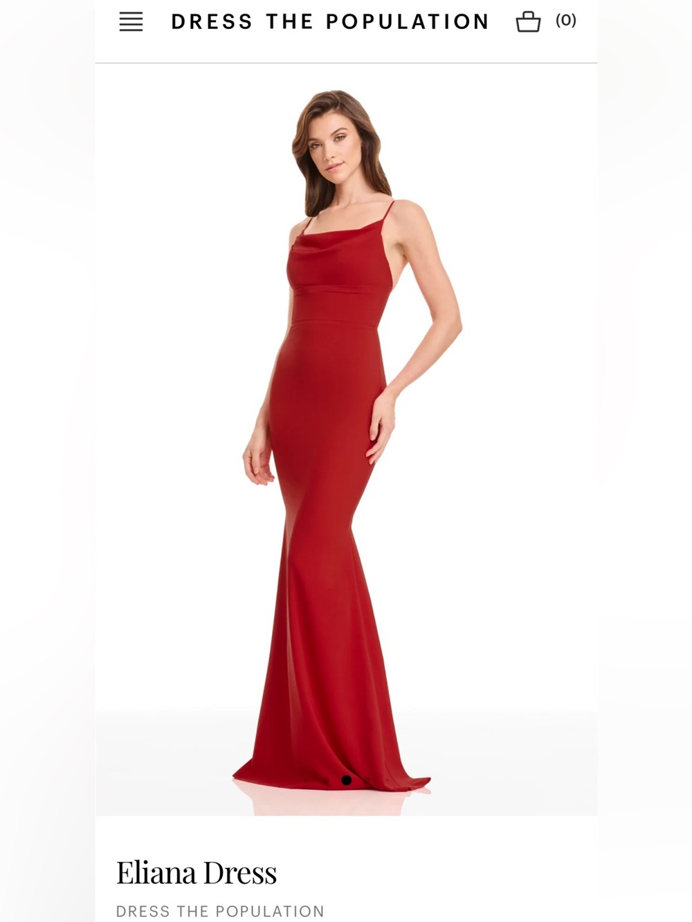 Red Cowl-Neck Spaghetti Strap Evening Gown